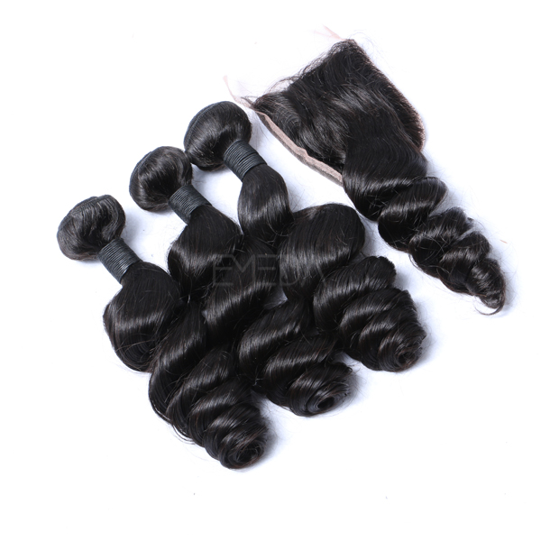 Wholesale high quality loose wave hair weft with closure WJ028